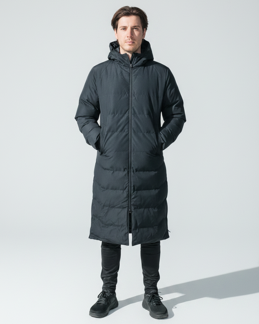 BLACK PREMIER LONG PUFFER JACKET