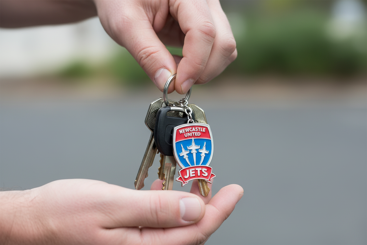NEWCASTLE JETS METAL KEYRING