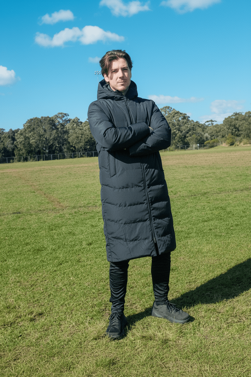 BLACK PREMIER LONG PUFFER JACKET - Everything Football