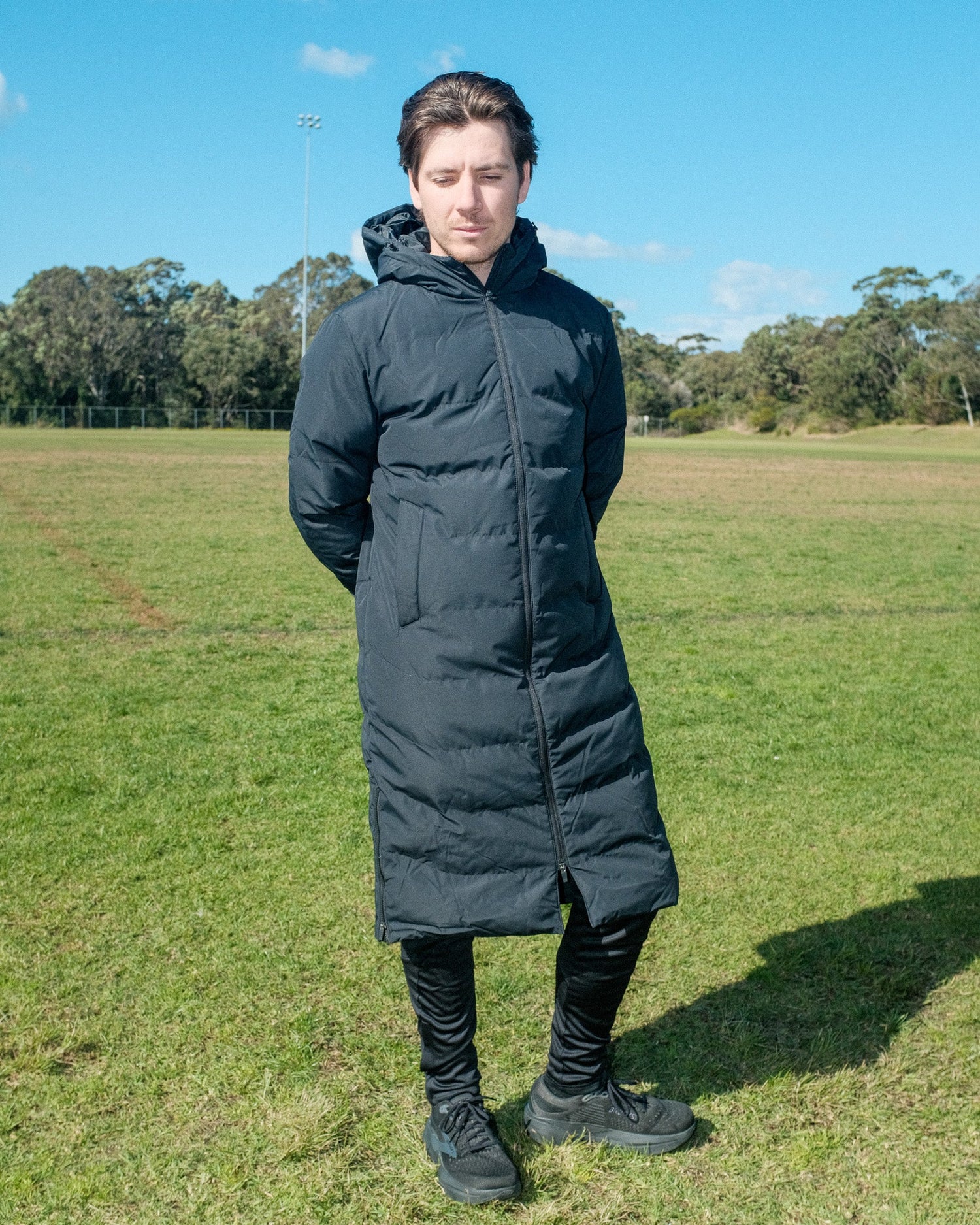 BLACK PREMIER LONG PUFFER JACKET - Everything Football