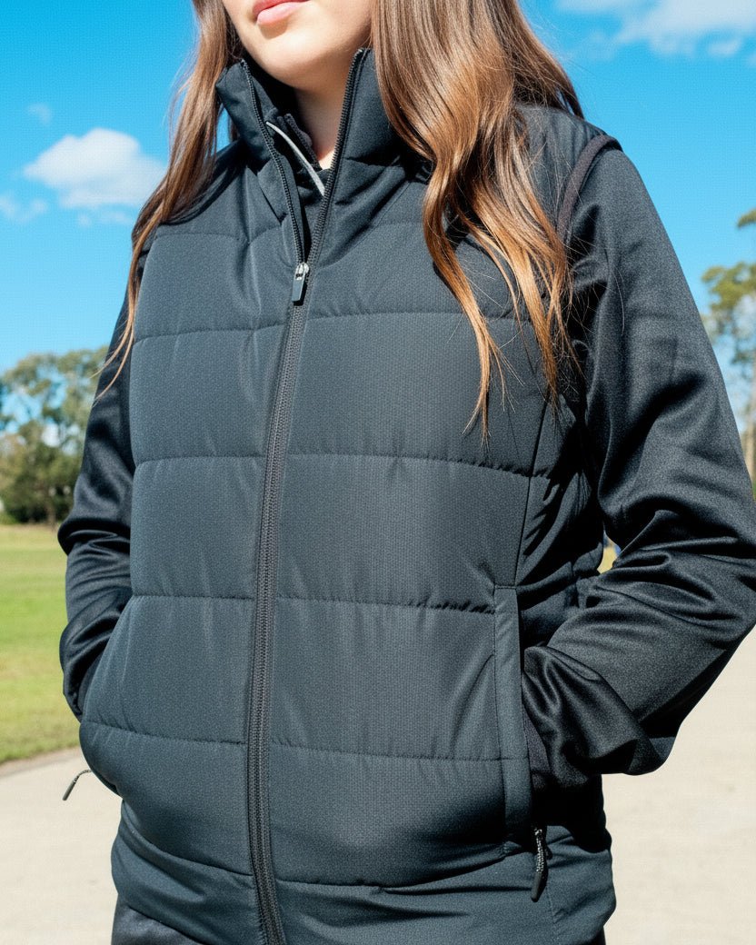 BLACK PUFFER VEST - Everything Football