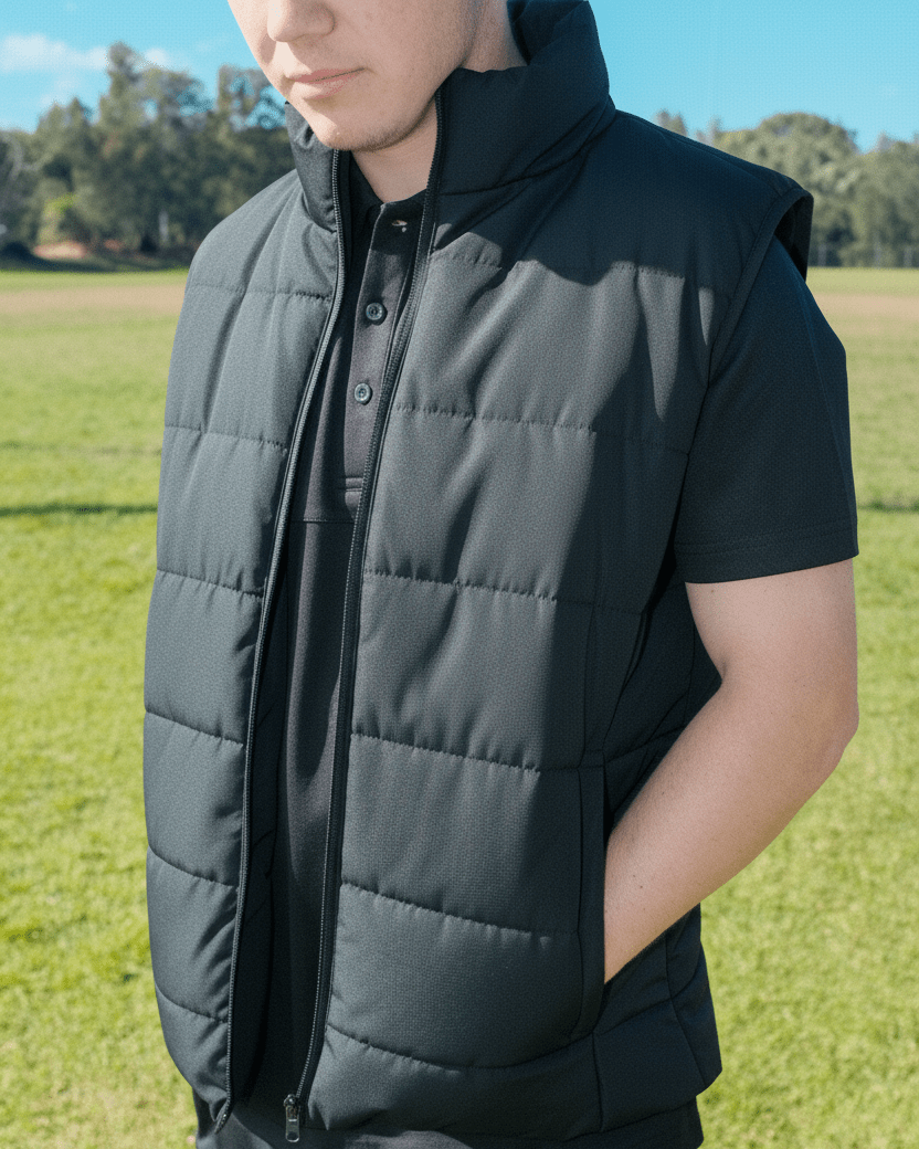 BLACK PUFFER VEST - Everything Football
