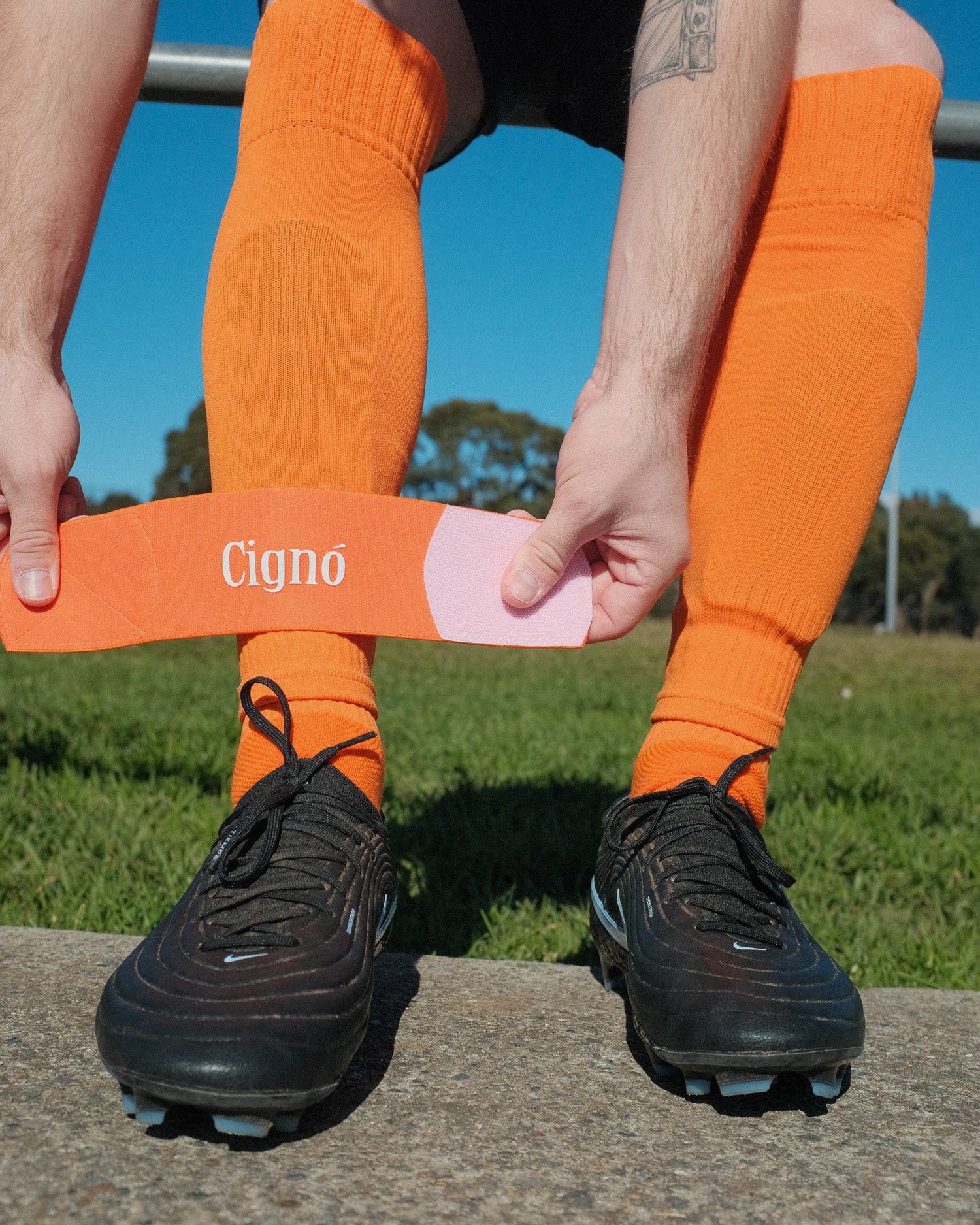 ORANGE SHIN GUARD STAYS - Everything Football